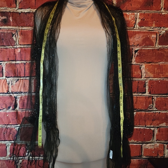 Black Sparkly 100% Silk Scarf by Twiggy - Picture 6 of 9